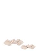 Leather Bow Hair Clip Big And Small 2-Pack Cream Corinne