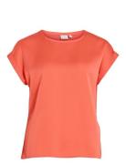 Viellette S/S Satin Top - Noos Orange Vila