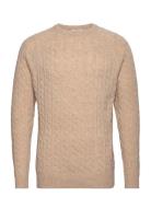 Lambswool Raglan Cable O-Neck Knit Beige Lindbergh