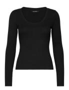 Long Sleeve Round Neck Top Black Monki