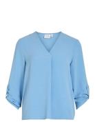 Vijosa 3/4 V-Neck Top - Noos Blue Vila