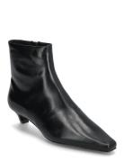 Leather Boots With Kitten Heels Black Mango