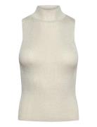 Perkins-Neck Lurex Knitted Top Silver Mango