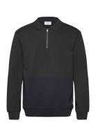 Jersey Pique W Zip L/S Navy Lindbergh