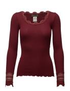 Rwbenita Ls O-Neck Lace T-Shirt Red Rosemunde