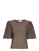 Rifagz Balloon Blouse Brown Gestuz