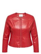 Carsaramy Faux Leather Jacket Otw Red ONLY Carmakoma