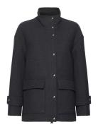 High Neck Midi Wool Coat Black Mango