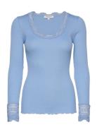 Rwbenita Ls O-Neck Lace T-Shirt Blue Rosemunde