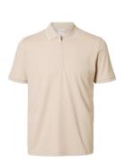 Slhfave Sport Zip Ss Polo Noos Beige Selected Homme