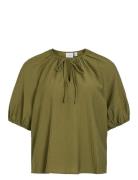 Viclo 2/4 V-Neck Top - Noos Khaki Vila