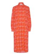 Abstract Cat Smile Printed Shirt Dress Orange Bobo Choses