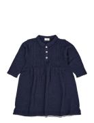 Merino Pointelle Dress W. Collar Navy Copenhagen Colors