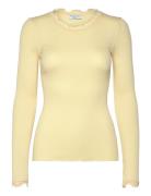 Rwbabette Silk Ls Lace T-Shirt Yellow Rosemunde