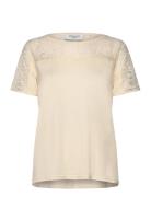 Rwbiarritz Lace Ss T-Shirt Yellow Rosemunde