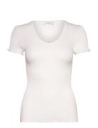 Rwbelize Ss V-Neck T-Shirt White Rosemunde