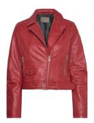 Helen Leather Biker Jacket Red Jofama