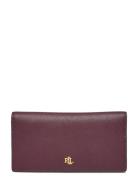 Crosshatch Leather Slim Wallet Burgundy Lauren Ralph Lauren