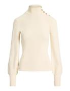 Button-Trim Mockneck Sweater Cream Lauren Ralph Lauren