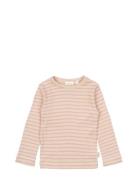 T-Shirt L/S Modal Striped Pink Petit Piao