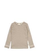 T-Shirt L/S Modal Striped Brown Petit Piao