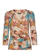 Floral Jersey Surplice Top Brown Lauren Ralph Lauren