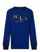 Corduroy-Logo Cotton Long-Sleeve Tee Blue Ralph Lauren Kids