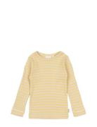 T-Shirt L/S Modal Striped Yellow Petit Piao