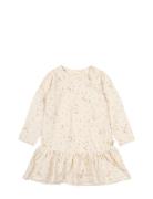 Dress L/S Gather Printed Cream Petit Piao