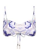 Lottie Printed Bandeau Bikini Top Purple Malina