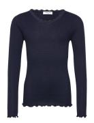 Rkbalta Modal Ls Lace T-Shirt Navy Rosemunde Kids