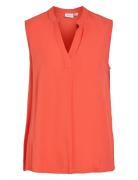 Virosa V-Neck S/L Top - Noos Orange Vila