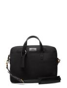 Leather-Trim Canvas Briefcase Black Polo Ralph Lauren