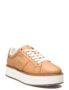 Amelia Nappa Leather Platform Sneaker Beige Lauren Ralph Lauren