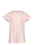 Short-Sleeved Ruffle T-Shirt Pink Mango