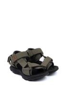 Trecking Sandal Velcro Green Pom Pom