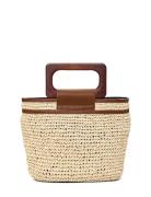 Small Contrast Stripe Paper Straw Bag Beige Lexington Clothing