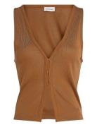 Soft Touch Sleeveless Cardigan Brown Calvin Klein Jeans