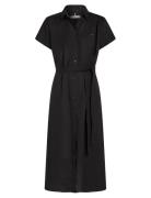 Ess Linen S/S Midi Shirt Dress Black Tommy Hilfiger
