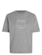 Mdrn Outline Flag C-Nk Tee Grey Tommy Hilfiger