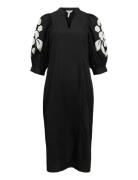Objnaja Re 2/4 V-Neck Midi Dress 138 Black Object