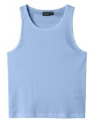Nlfhinaja Crop Solid Tank Top Blue LMTD