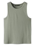 Nlfhinaja Crop Solid Tank Top Green LMTD