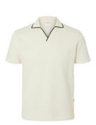 Slhsangev Split Neck Ss Polo Cream Selected Homme