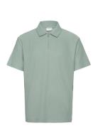 Slhrelax-Plisse Half Zip Ss Polo Ex Green Selected Homme