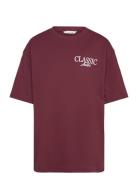 Printed Cotton-Blend T-Shirt Burgundy Mango