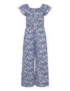 Long Printed Jumpsuit Navy Mango