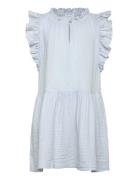 Frills Embroidered Dress Blue Mango