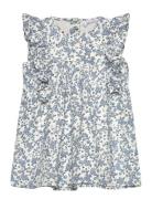 Ruffled Printed Dress Blue Mango