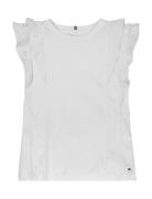 Broderie Anglaise Knit Top Ss White Tommy Hilfiger
